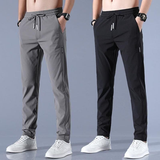 (Pack of 2) Menβs Lycra Stretchable Track Pants | Regular Fit with Drawstring & Zipper Pockets, Quick-Dry | Ideal for Everyday Casual Use, Sportswear |