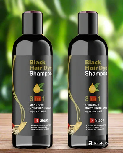 Unisex Instant Black Herbal Hair Dye Shampoo for Grey Hair Coverage 3 in 1(100ml)
