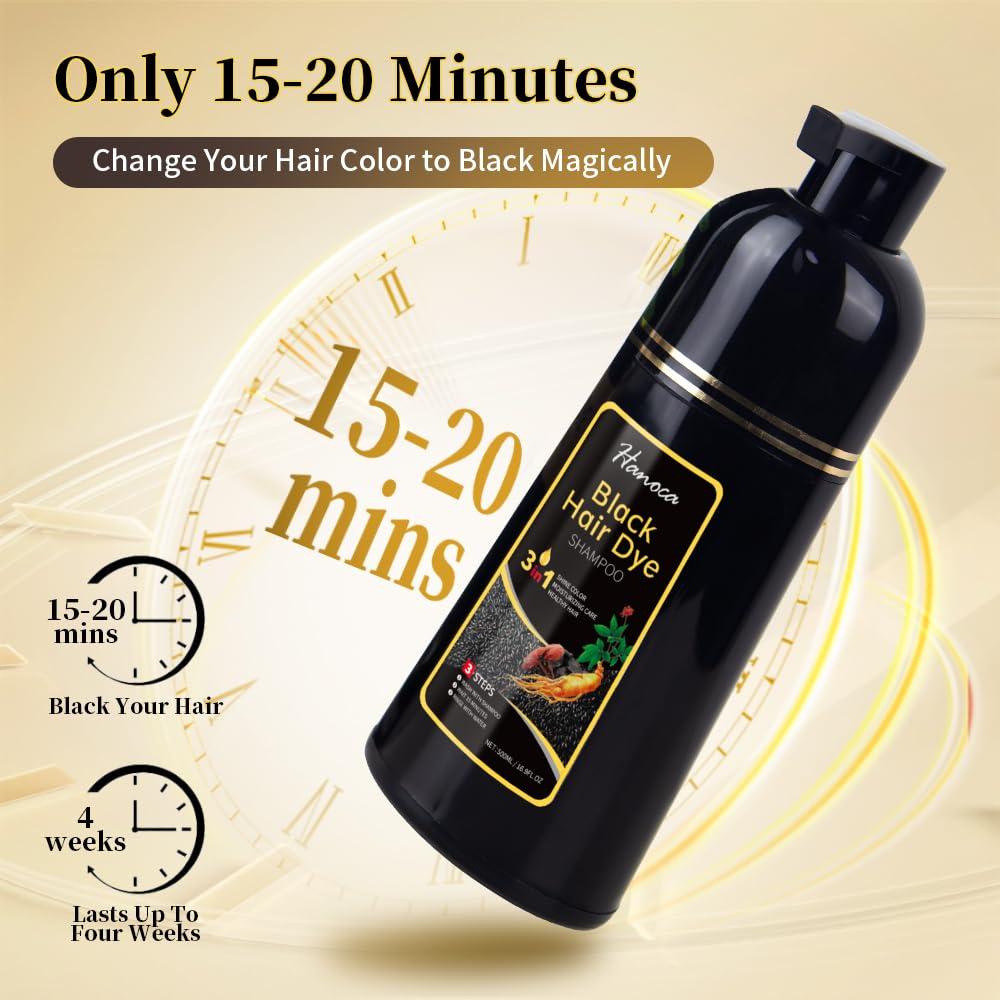 Unisex Instant Black Herbal Hair Dye Shampoo for Grey Hair Coverage 3 in 1(100ml)
